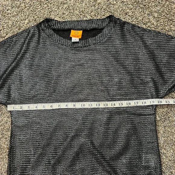 RUBY RD. TOP METALLIC BLACK AND SILVER MESH CREW NECK 3/4 SLEEVE SIZE SMALL - Picture 5 of 9